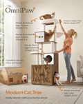 The OmniPaw™ 72.8″ Modern 2-in-1 Cat Tree & Hidden Litter Box Enclosure