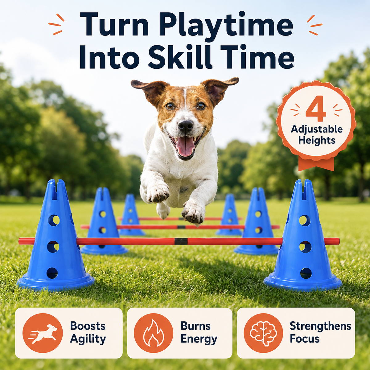The OmniPaw™ AgilityPath — 18-Piece Adjustable Dog Agility Training Set