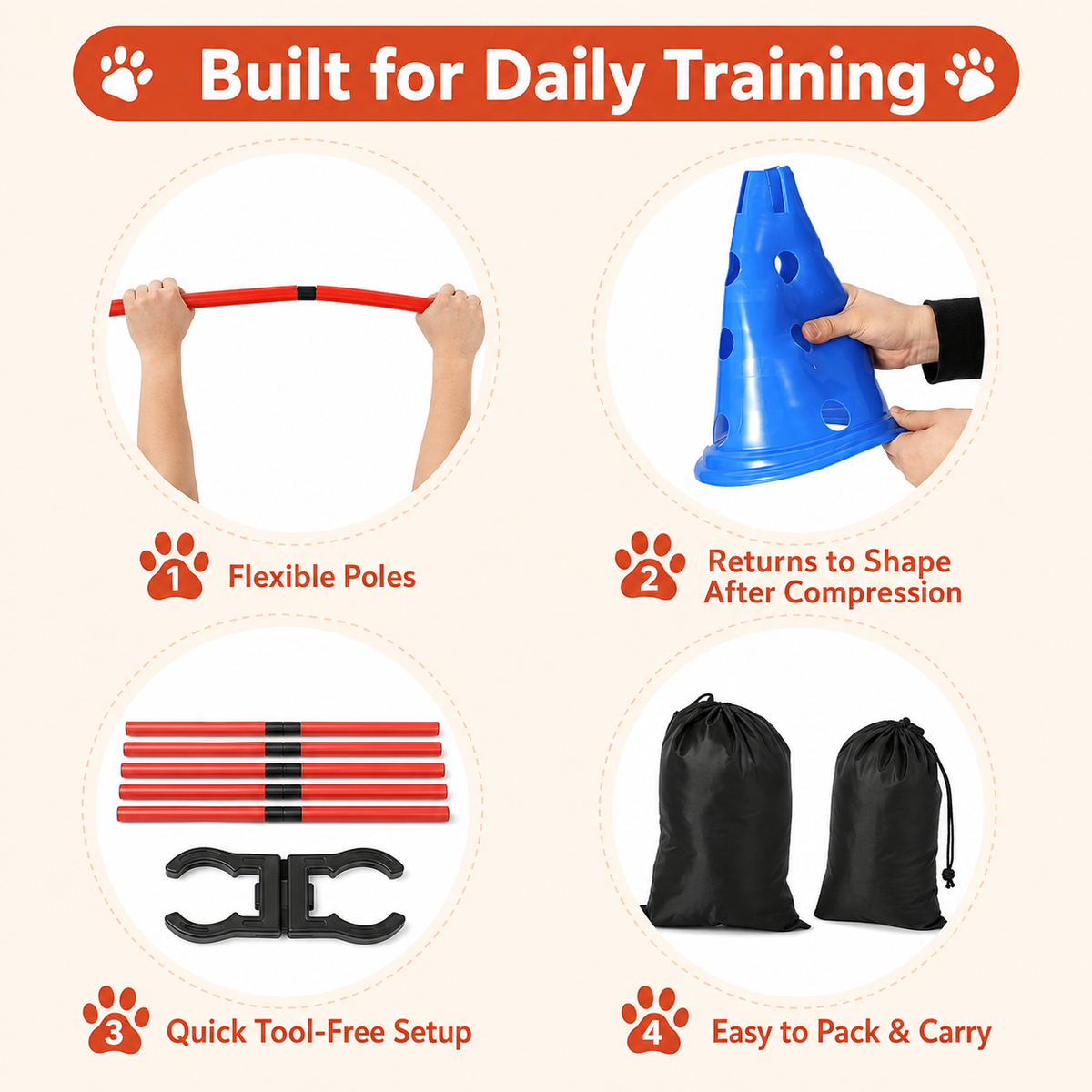 The OmniPaw™ AgilityPath — 18-Piece Adjustable Dog Agility Training Set