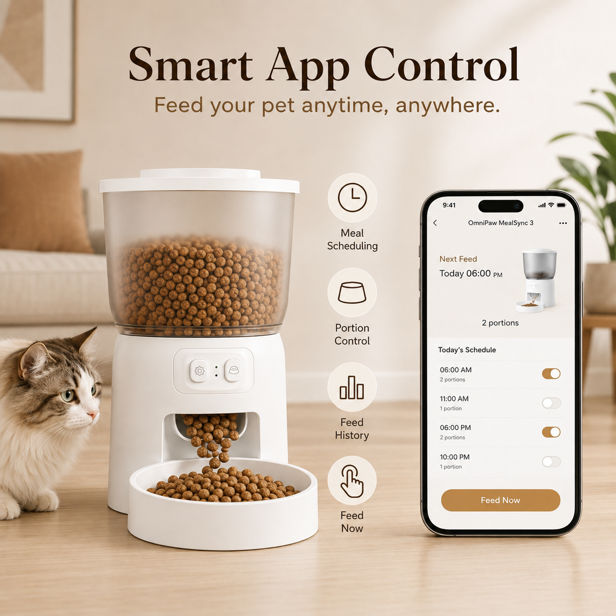 The OmniPaw™ MealSync 3 — 3L Smart Automatic Pet Feeder