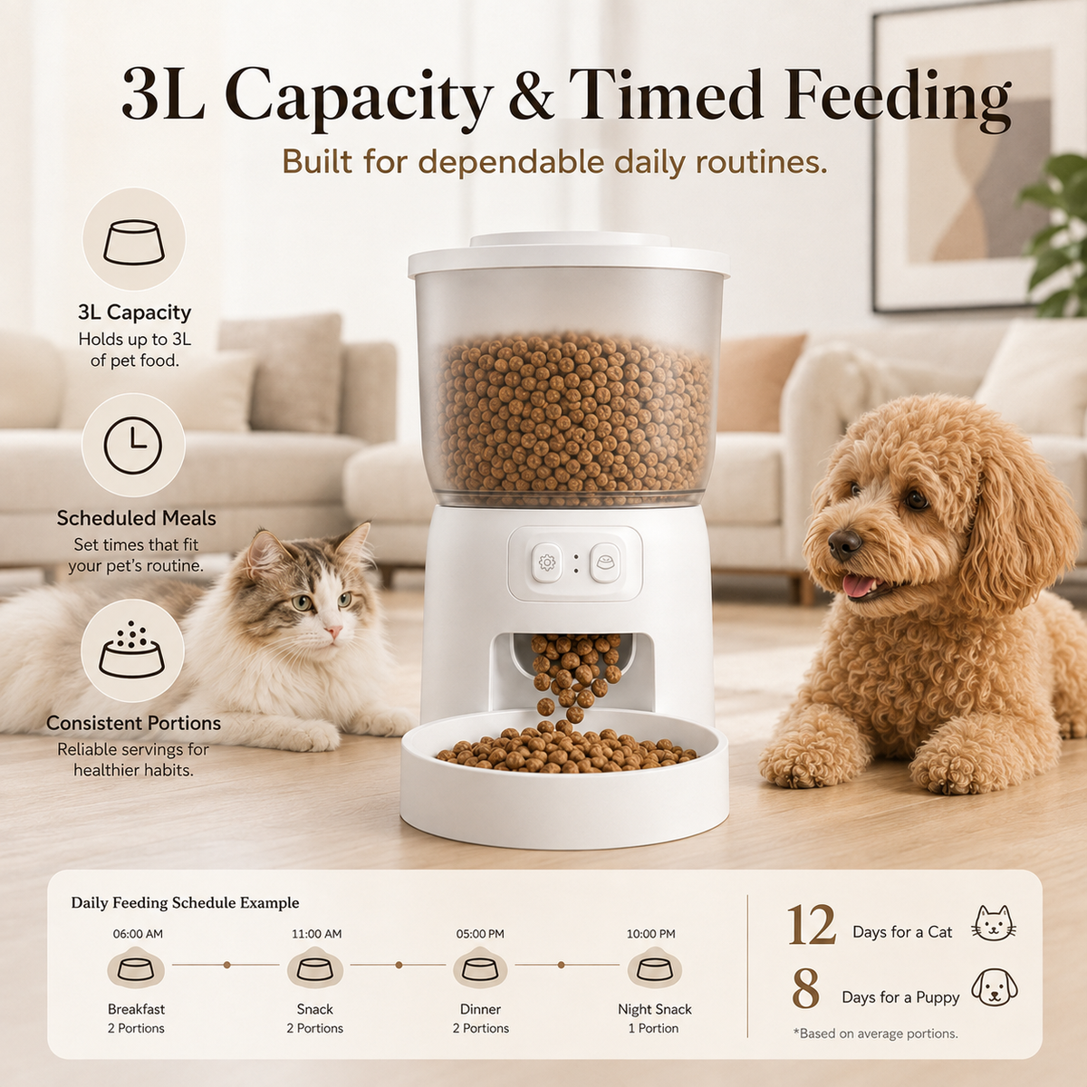 The OmniPaw™ MealSync 3 — 3L Smart Automatic Pet Feeder