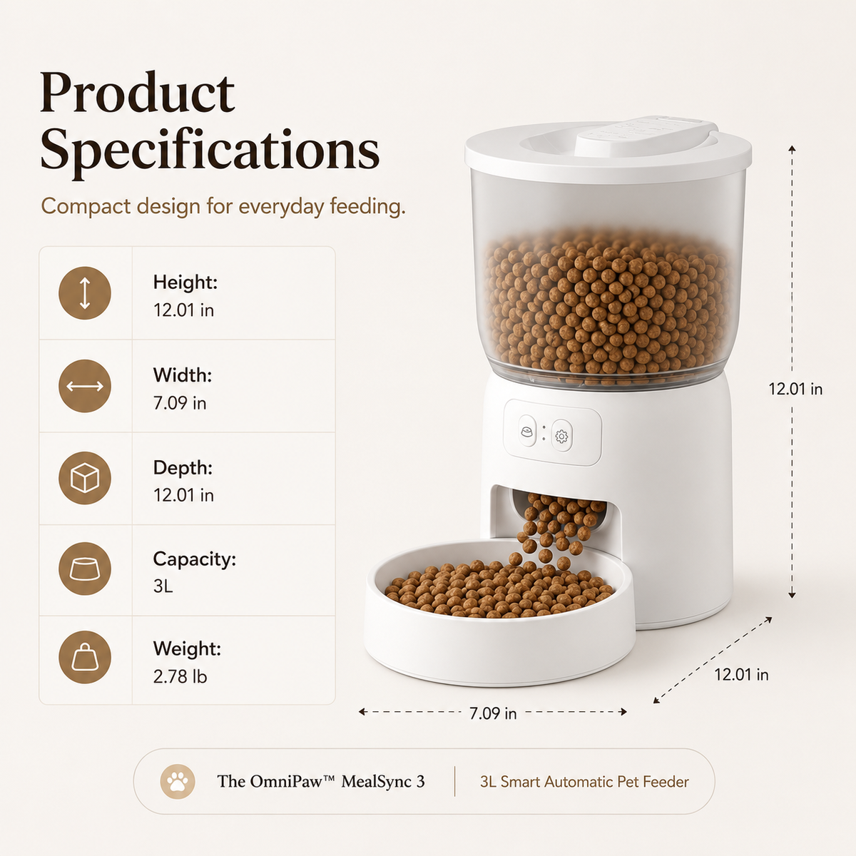 The OmniPaw™ MealSync 3 — 3L Smart Automatic Pet Feeder