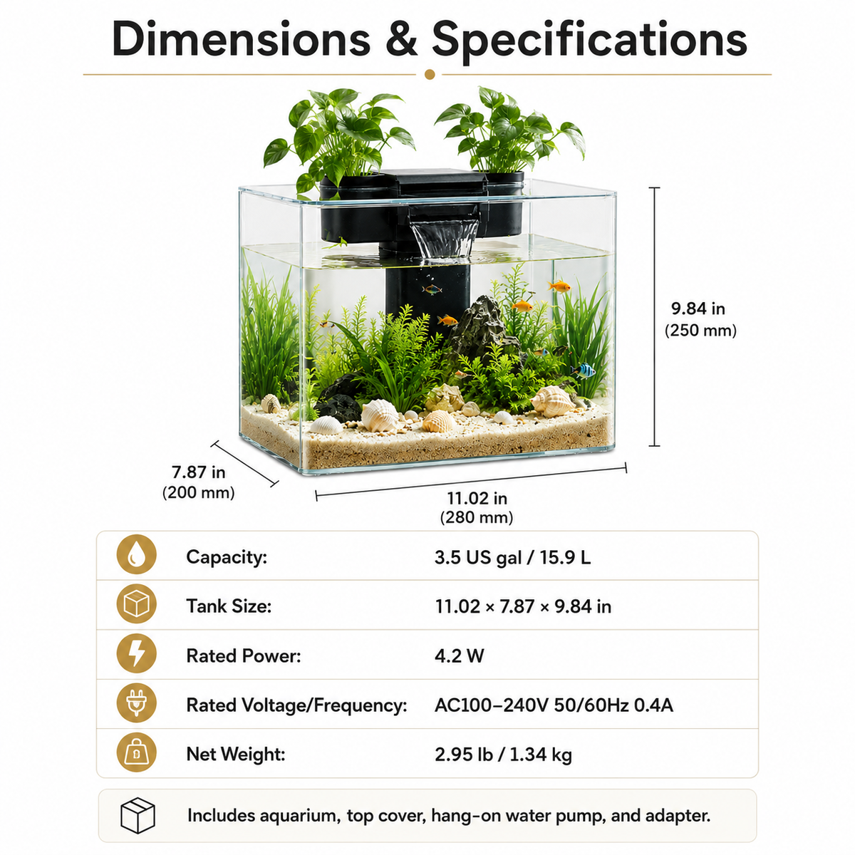 The OmniPaw™ AquaArc 3.5 — Smart Nano Aquarium with Integrated Filtration & 3-Color Lighting