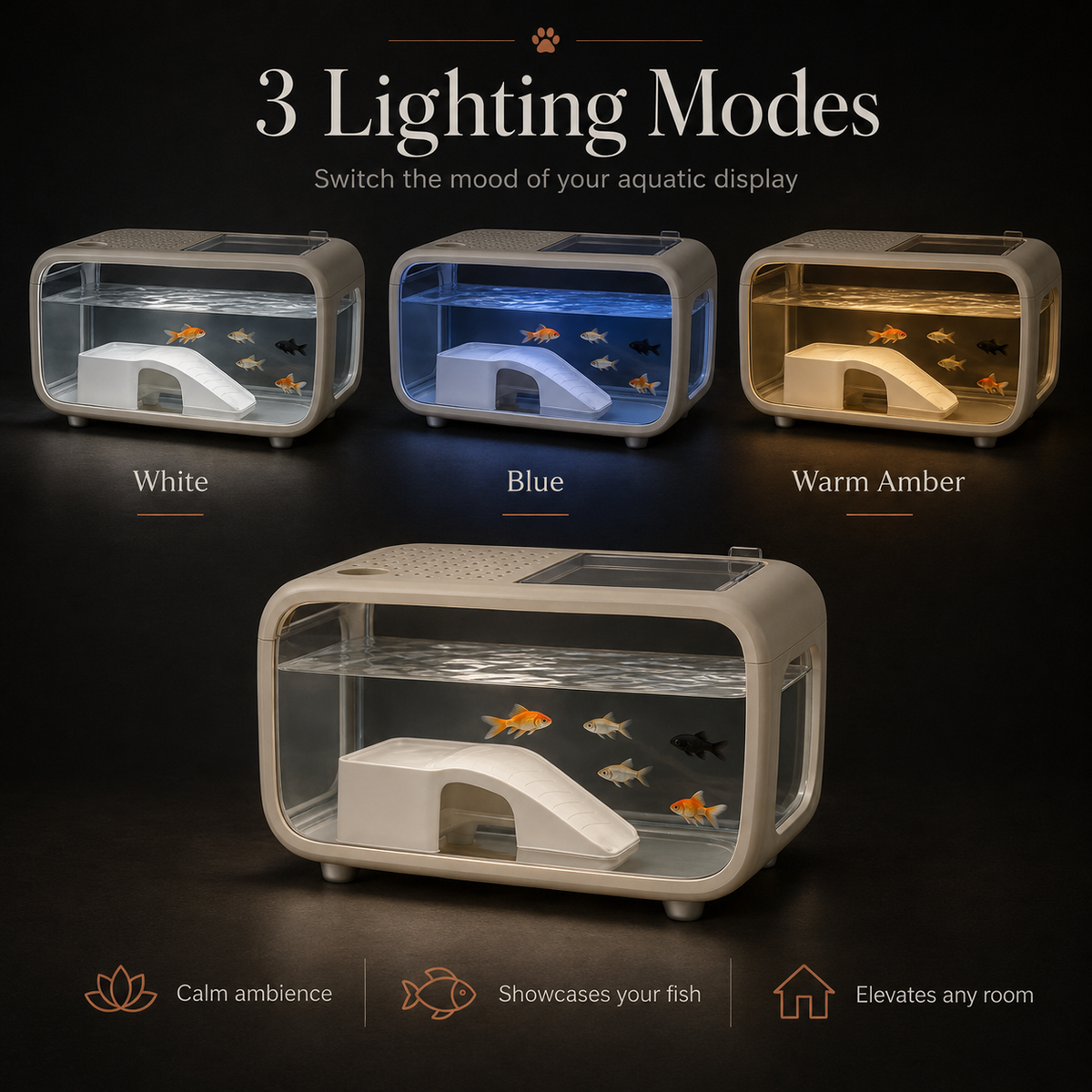 The OmniPaw™ AquaArc 3.5 — Smart Nano Aquarium with Integrated Filtration & 3-Color Lighting