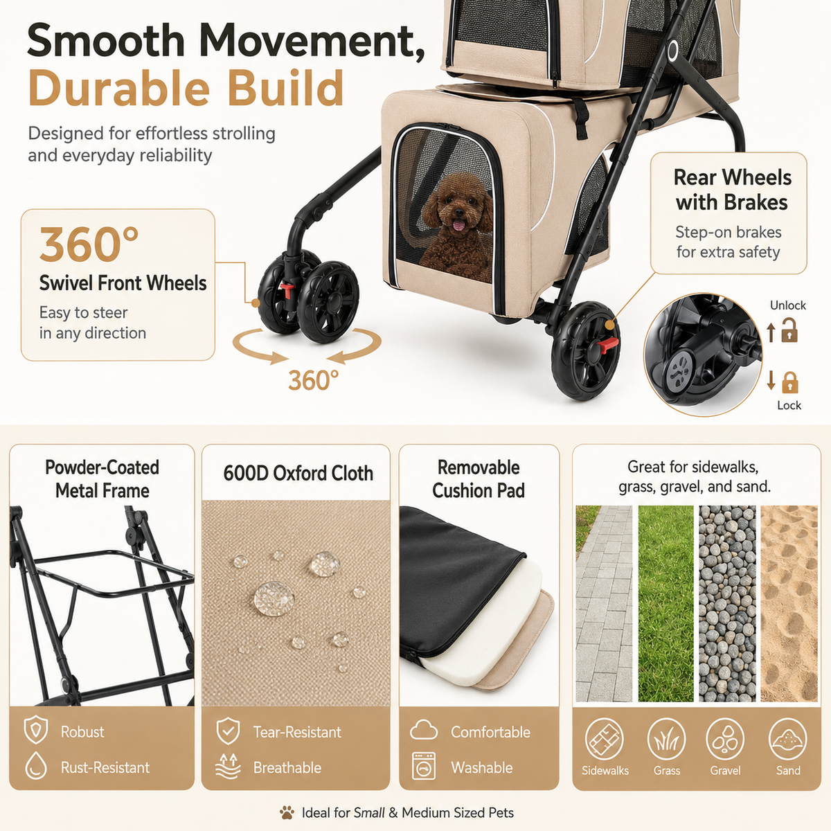 The OmniPaw™ DuoGlide — 3-in-1 Double Pet Stroller with Detachable Carriers