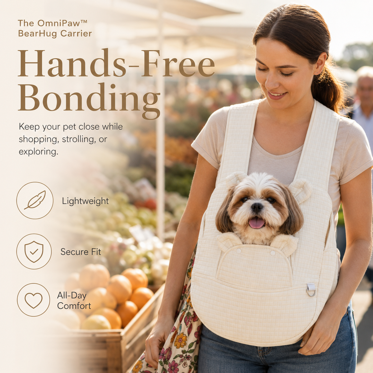 The OmniPaw™ BearHug Carrier — Hands-Free Pet Carrier for Dogs & Cats
