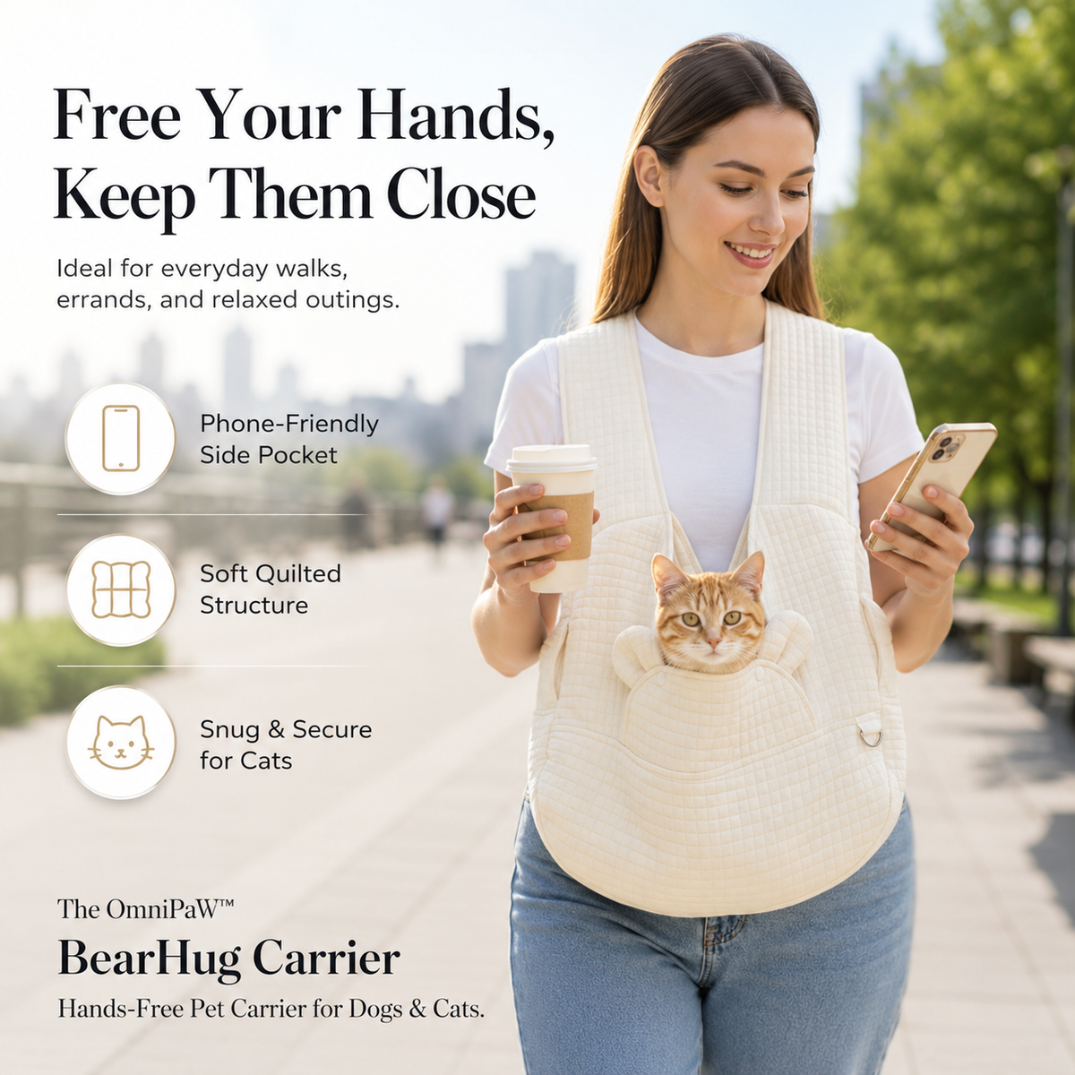The OmniPaw™ BearHug Carrier — Hands-Free Pet Carrier for Dogs & Cats