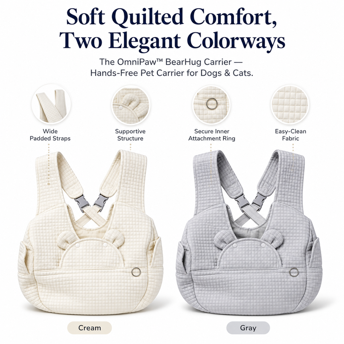 The OmniPaw™ BearHug Carrier — Hands-Free Pet Carrier for Dogs & Cats