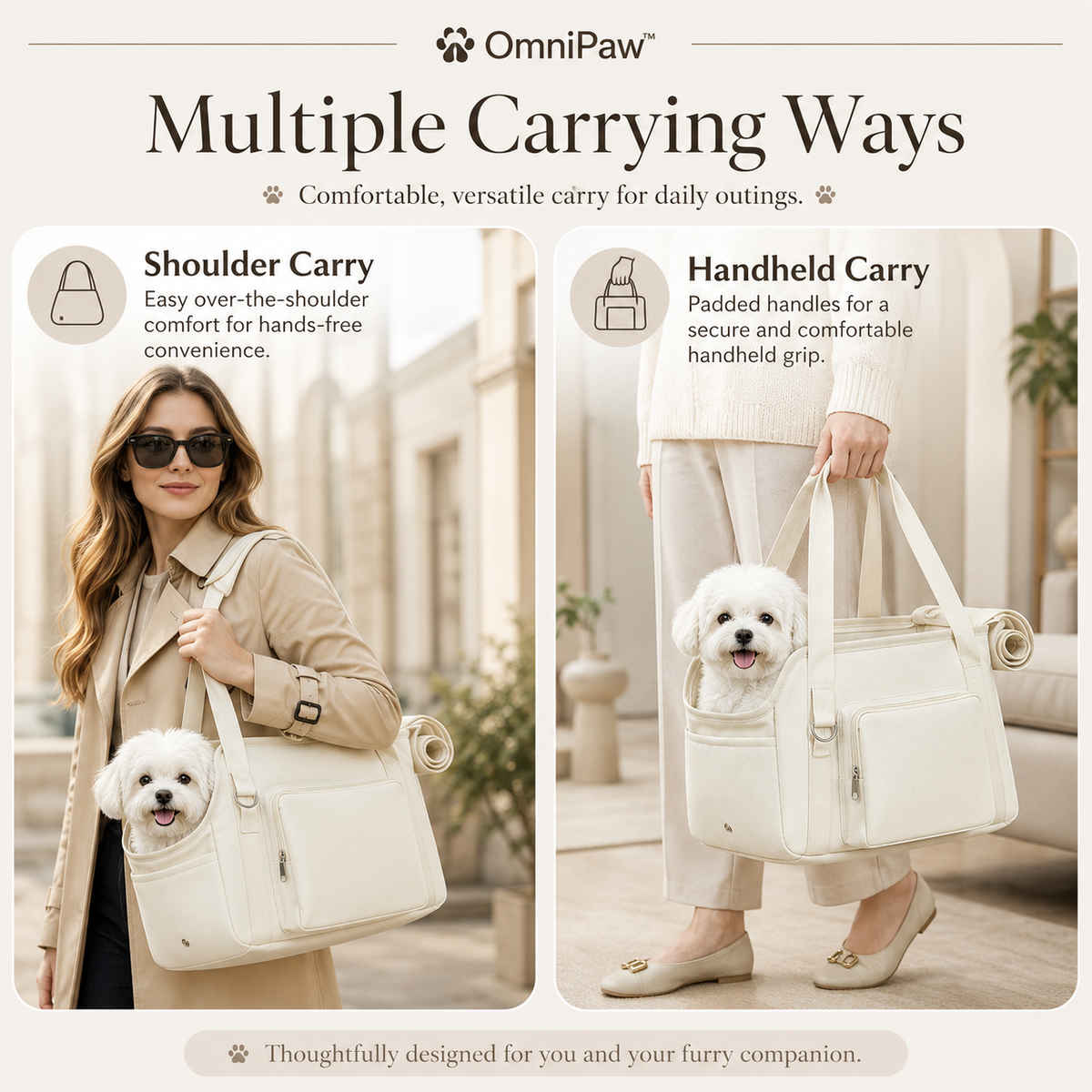 The OmniPaw™ CarryLuxe — Soft-Sided Pet Travel Tote