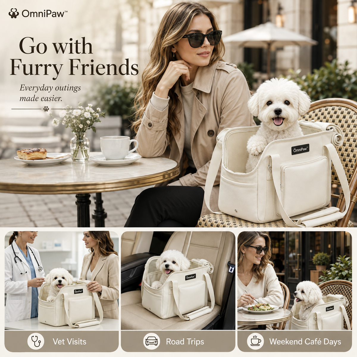 The OmniPaw™ CarryLuxe — Soft-Sided Pet Travel Tote