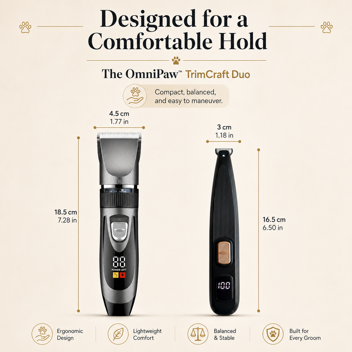 The OmniPaw™ TrimCraft Duo — 2-Piece Cordless Pet Grooming Kit