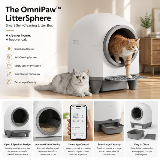 The OmniPaw™ LitterSphere Smart Self-Cleaning Litter Box