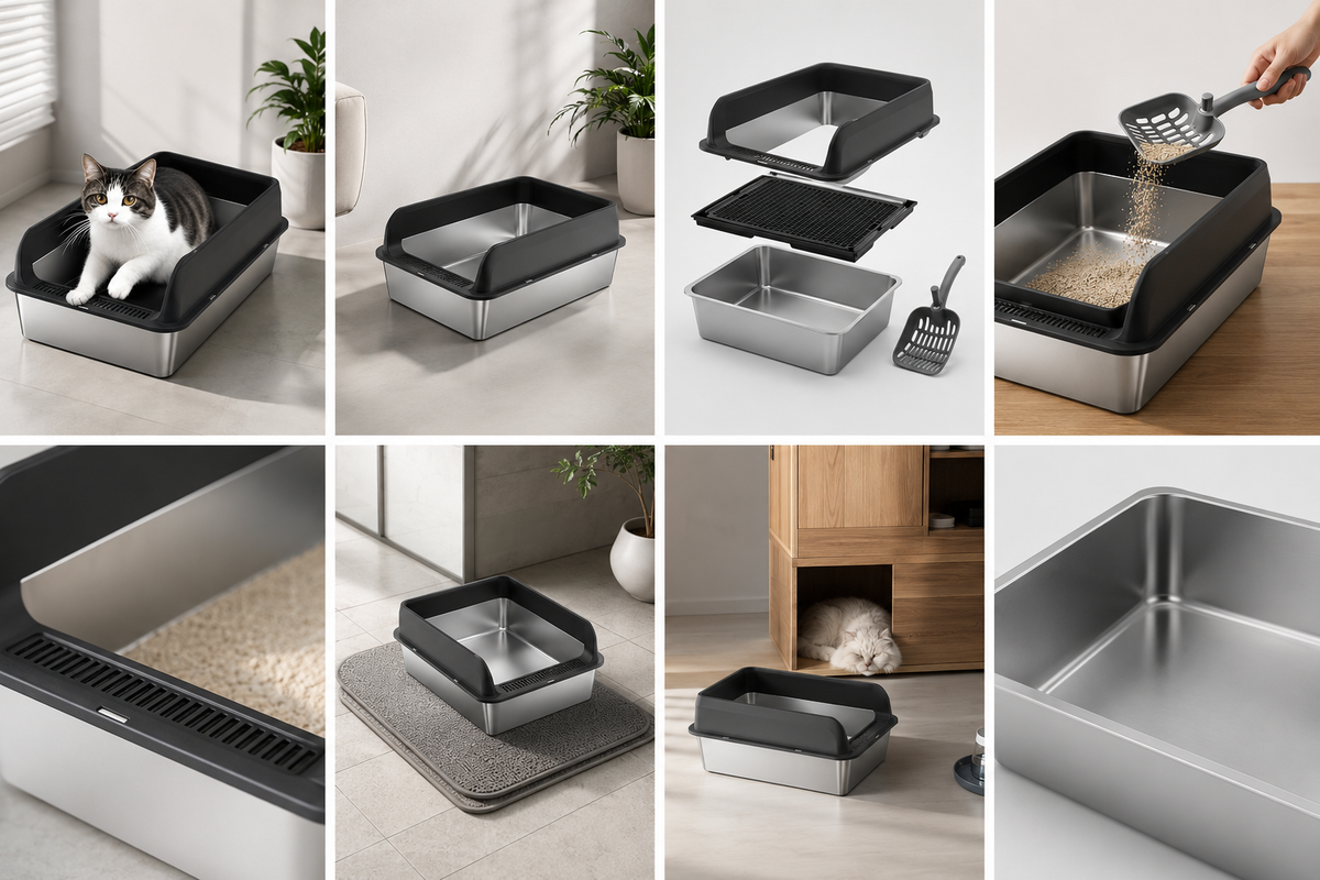 The OmniPaw™ CleanNest Stainless Steel Litter Box