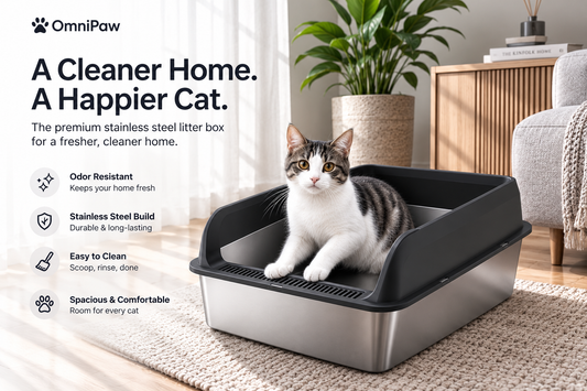 The OmniPaw™ CleanNest Stainless Steel Litter Box