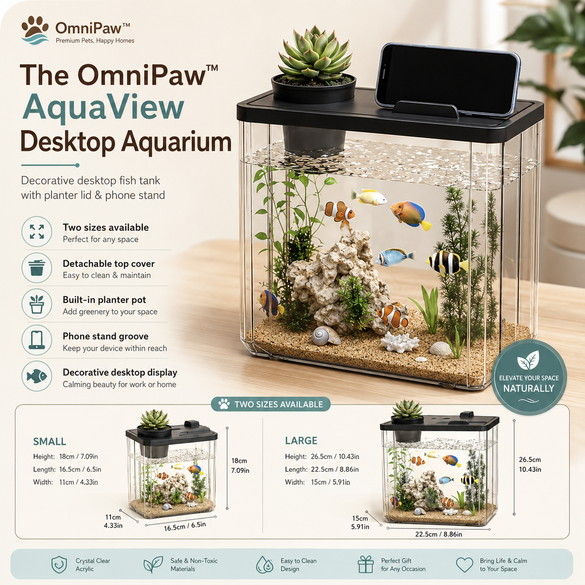The OmniPaw™ AquaView Desktop Aquarium