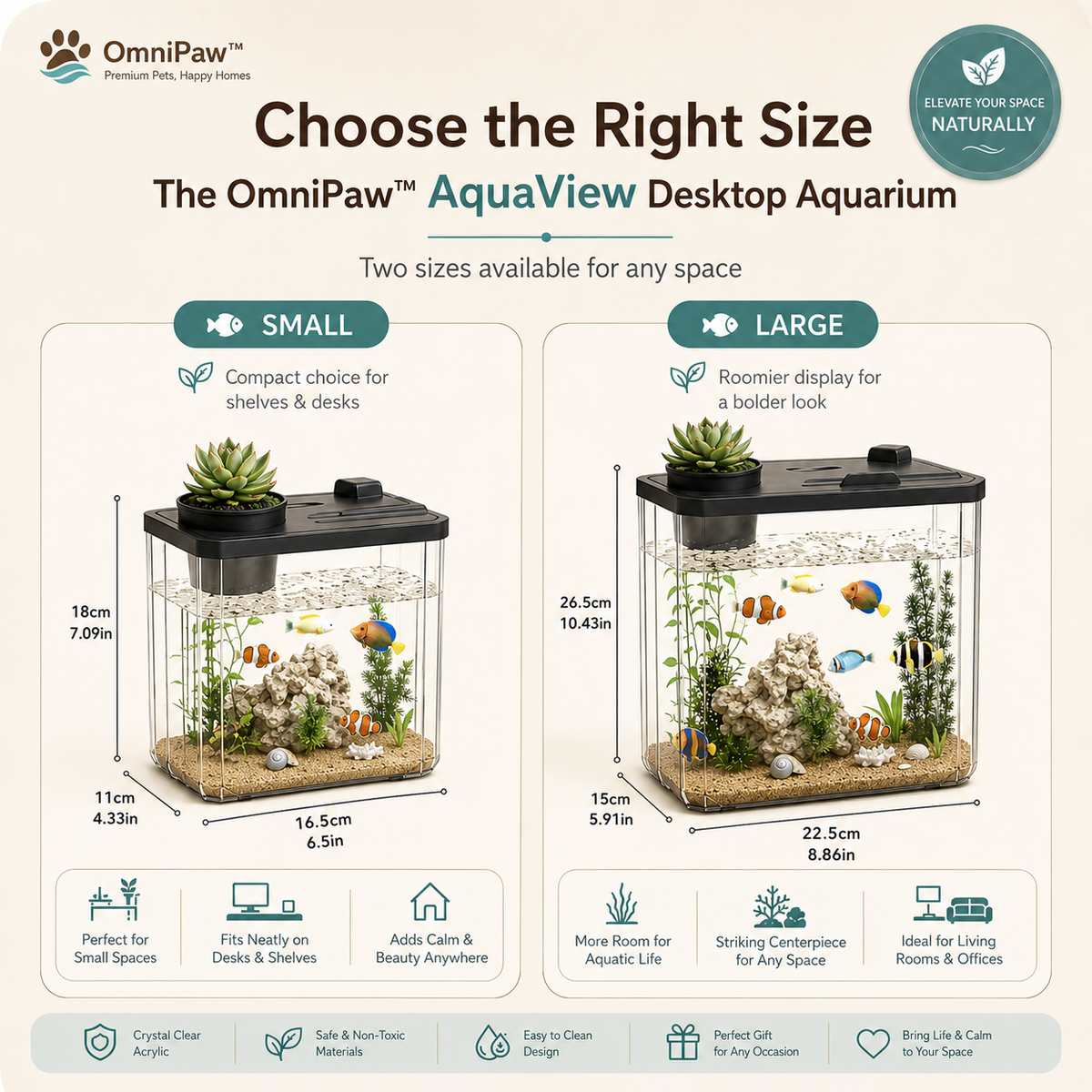 The OmniPaw™ AquaView Desktop Aquarium