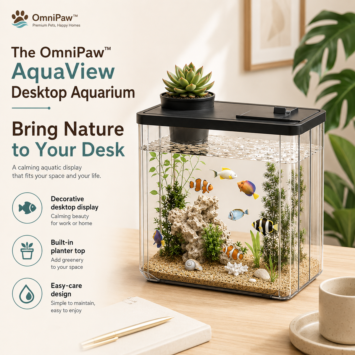 The OmniPaw™ AquaView Desktop Aquarium