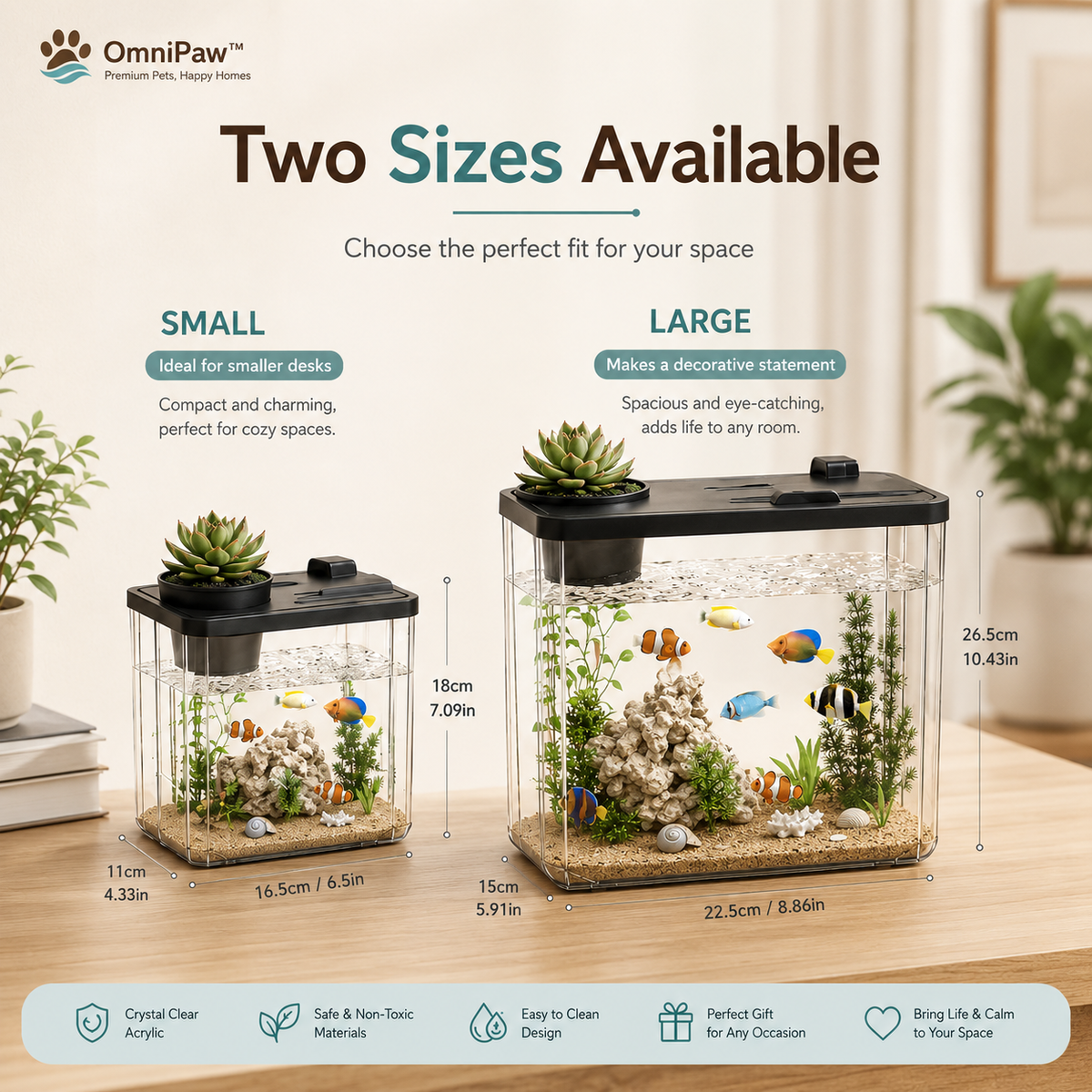 The OmniPaw™ AquaView Desktop Aquarium