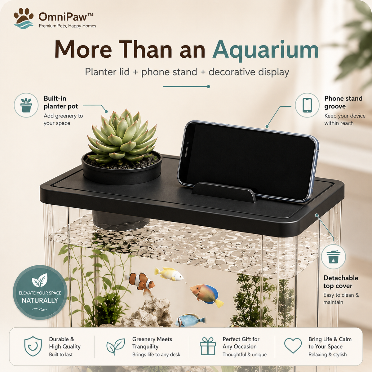 The OmniPaw™ AquaView Desktop Aquarium