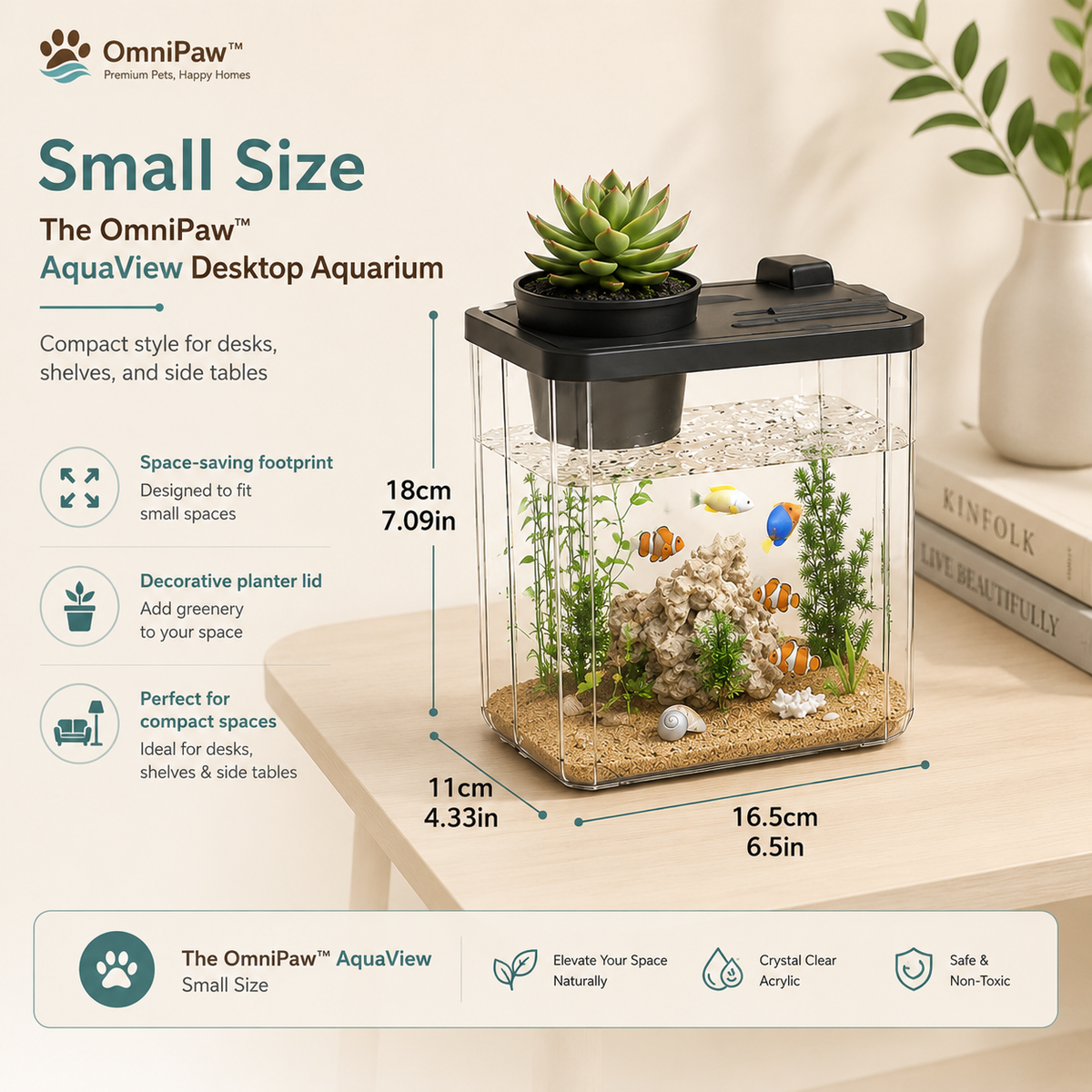 The OmniPaw™ AquaView Desktop Aquarium