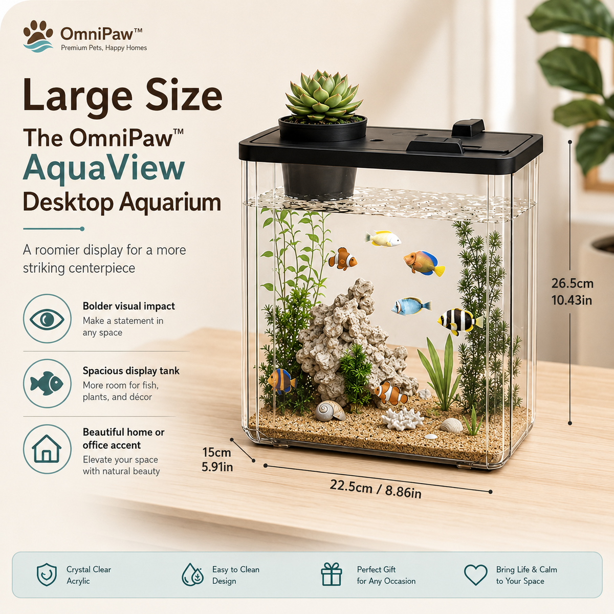 The OmniPaw™ AquaView Desktop Aquarium