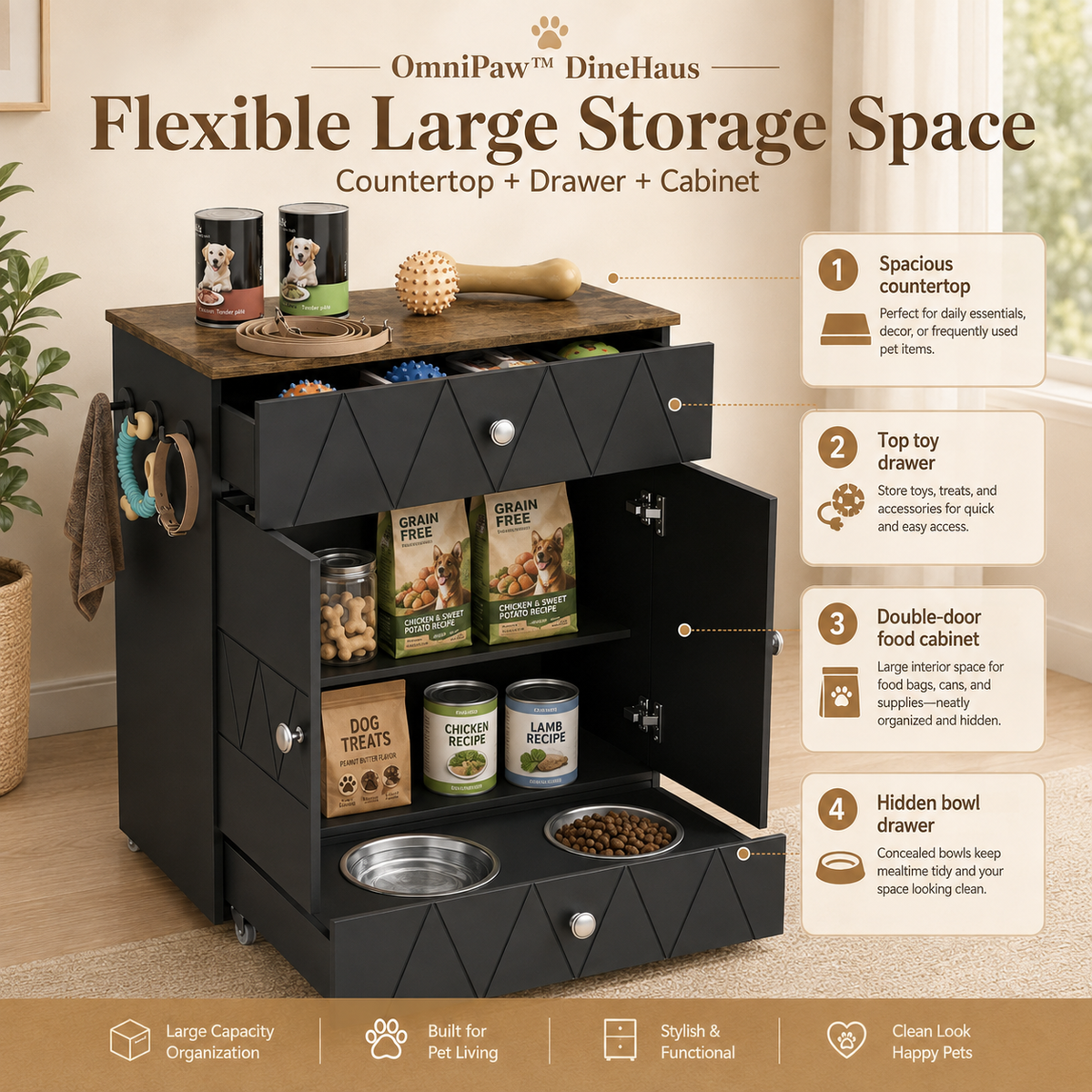 The OmniPaw™ DineHaus Feeding & Storage Station
