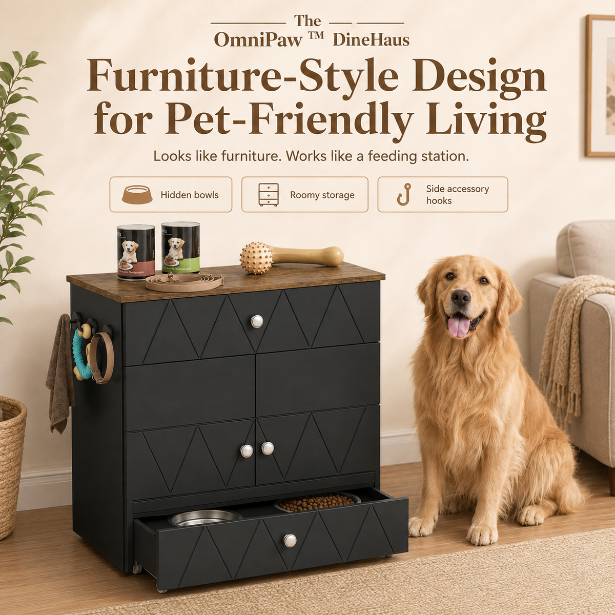 The OmniPaw™ DineHaus Feeding & Storage Station
