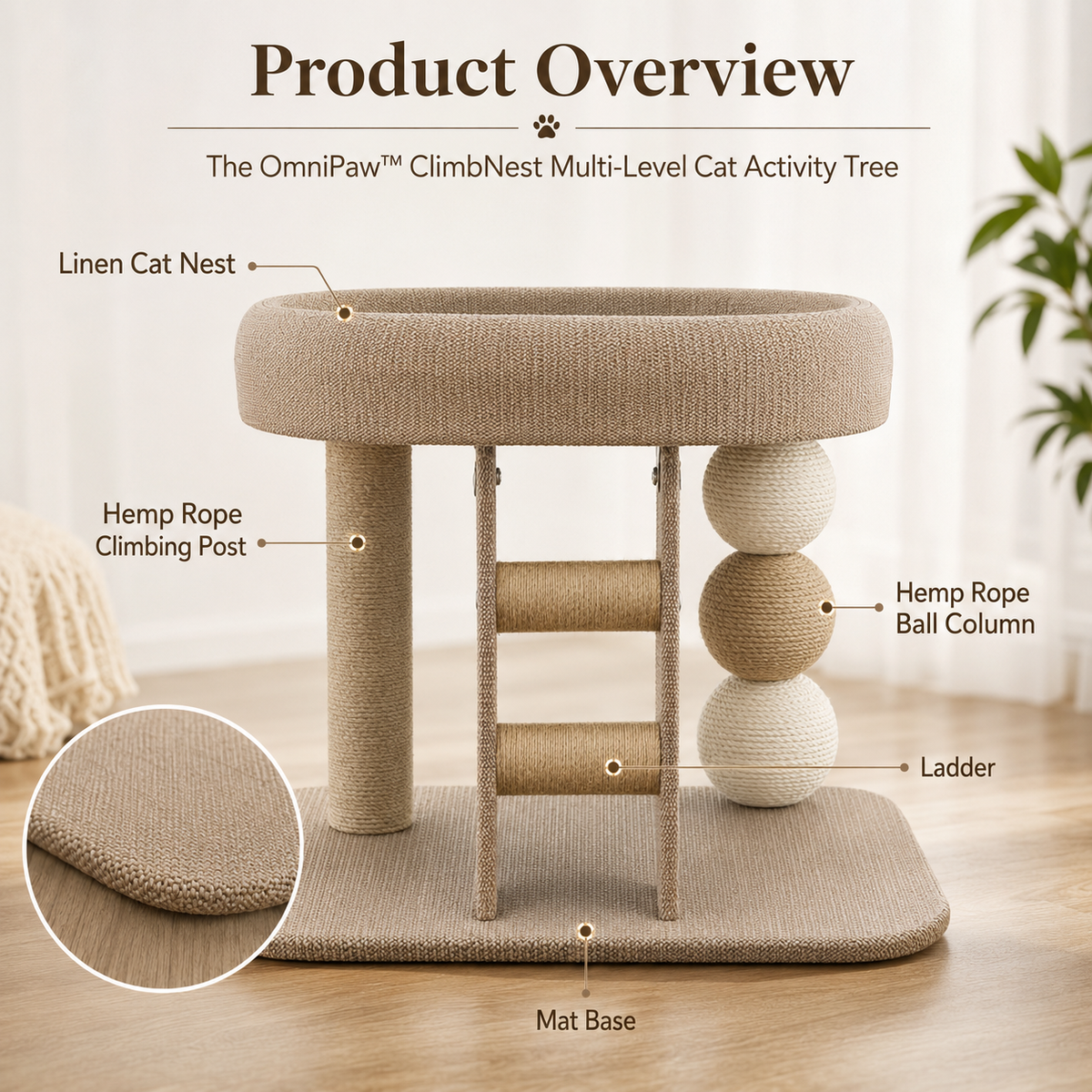 The OmniPaw™ ClimbNest Multi-Level Cat Activity Tree