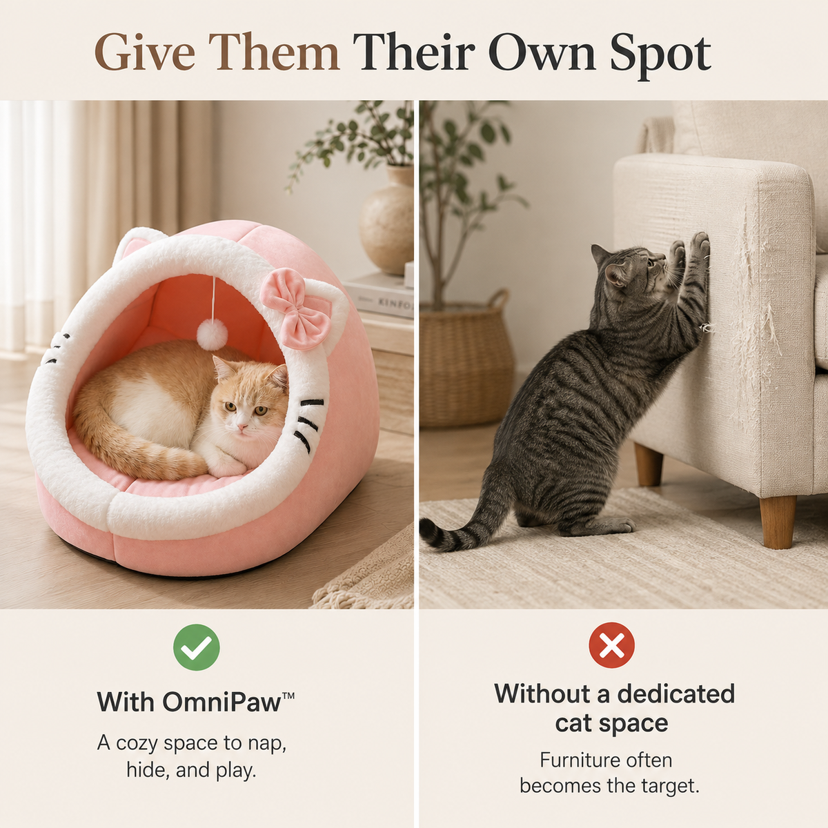 The OmniPaw™ CozyCove Pet Cave Bed