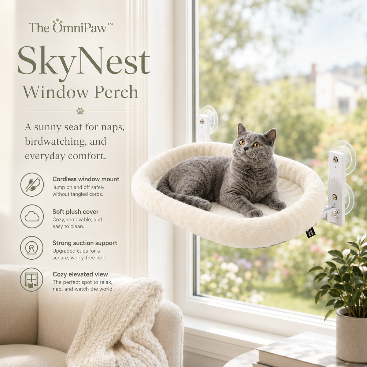 The OmniPaw™ SkyNest Window Perch