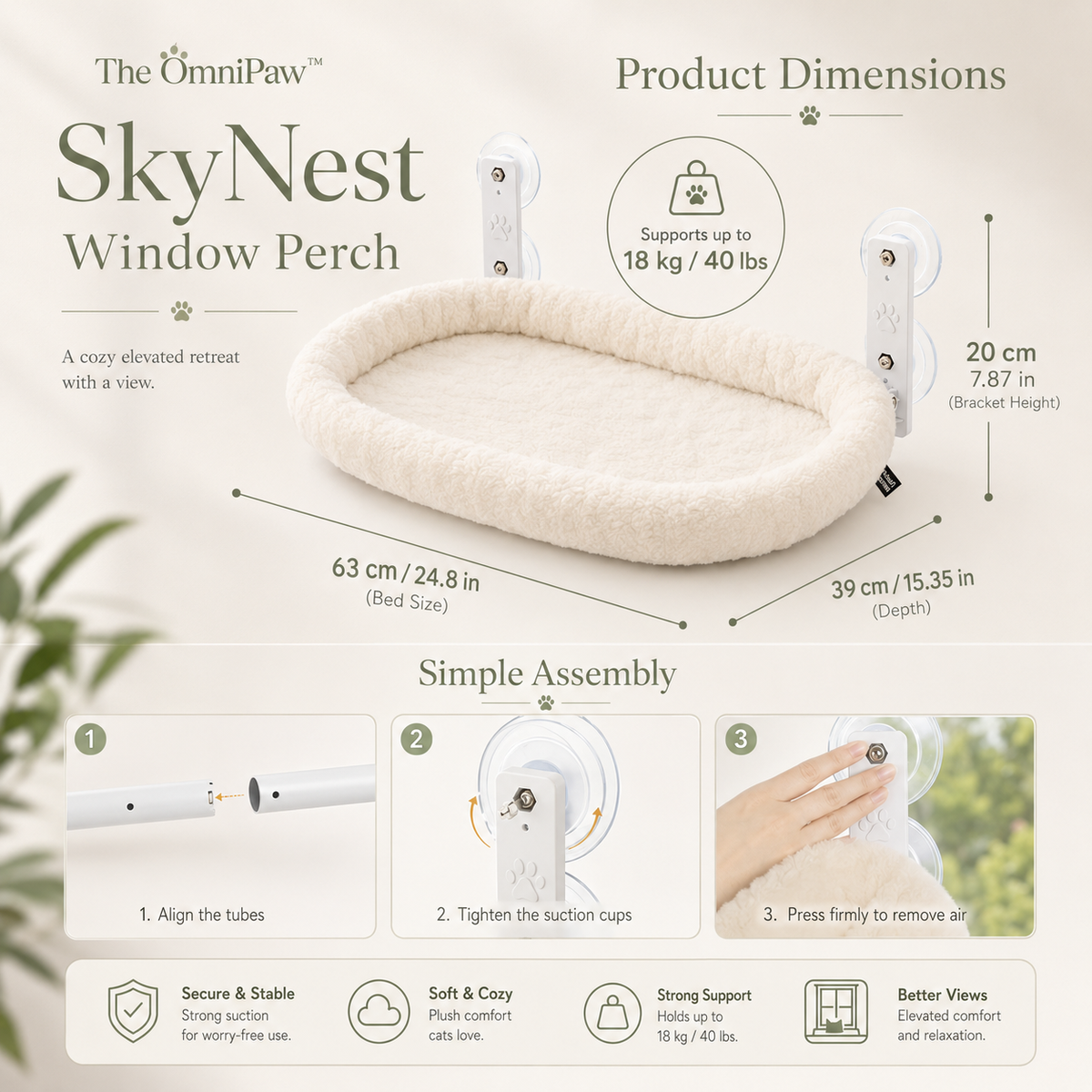 The OmniPaw™ SkyNest Window Perch