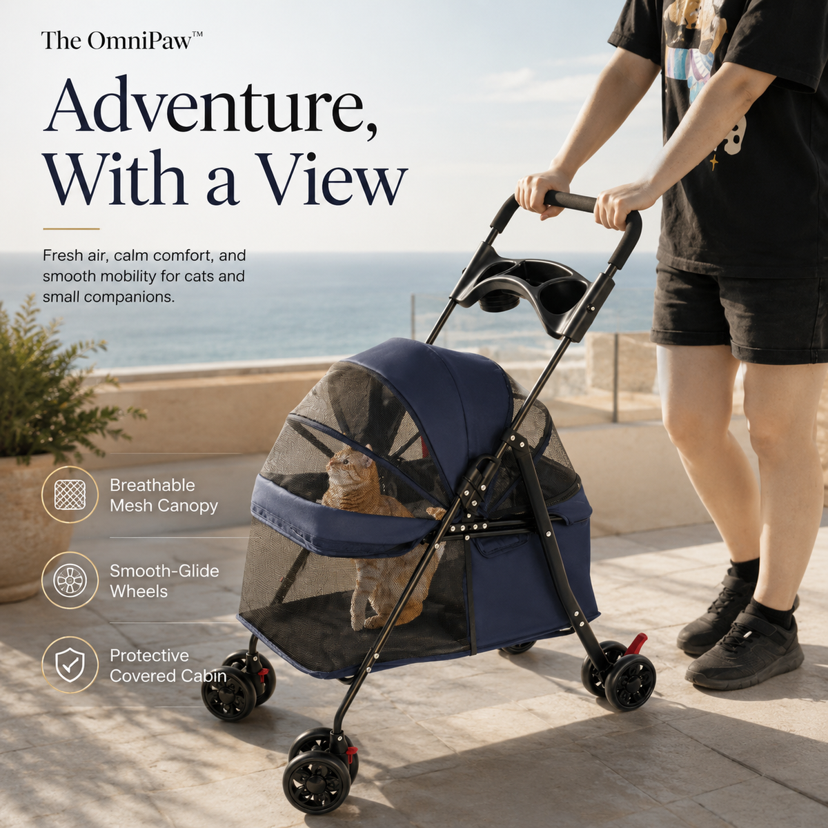 The OmniPaw™ RoamEase Foldable Pet Stroller