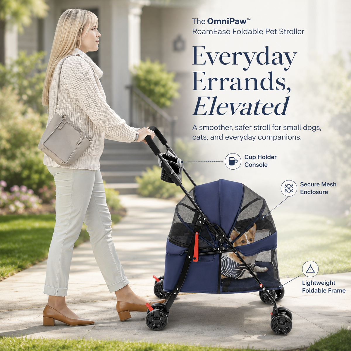The OmniPaw™ RoamEase Foldable Pet Stroller
