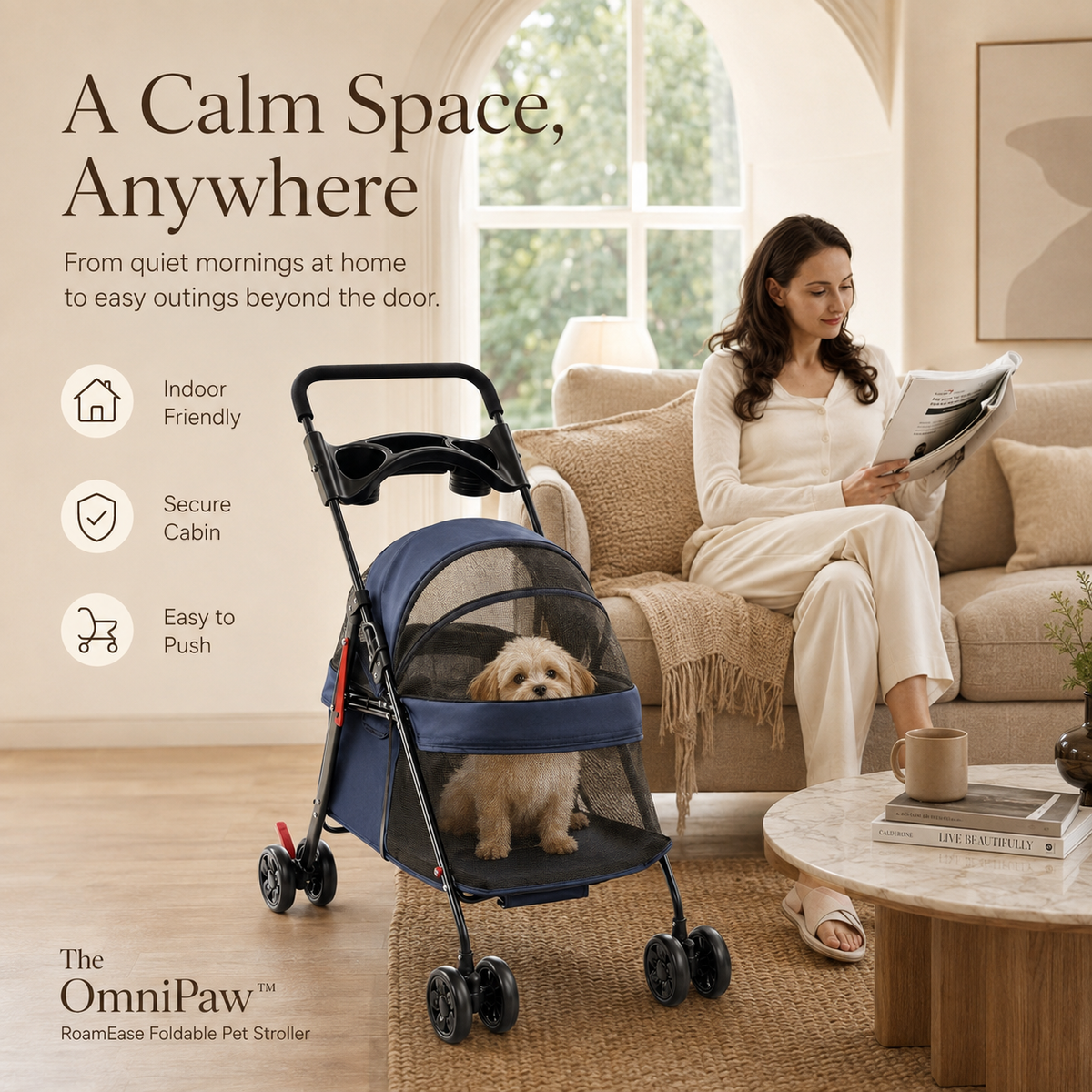 The OmniPaw™ RoamEase Foldable Pet Stroller