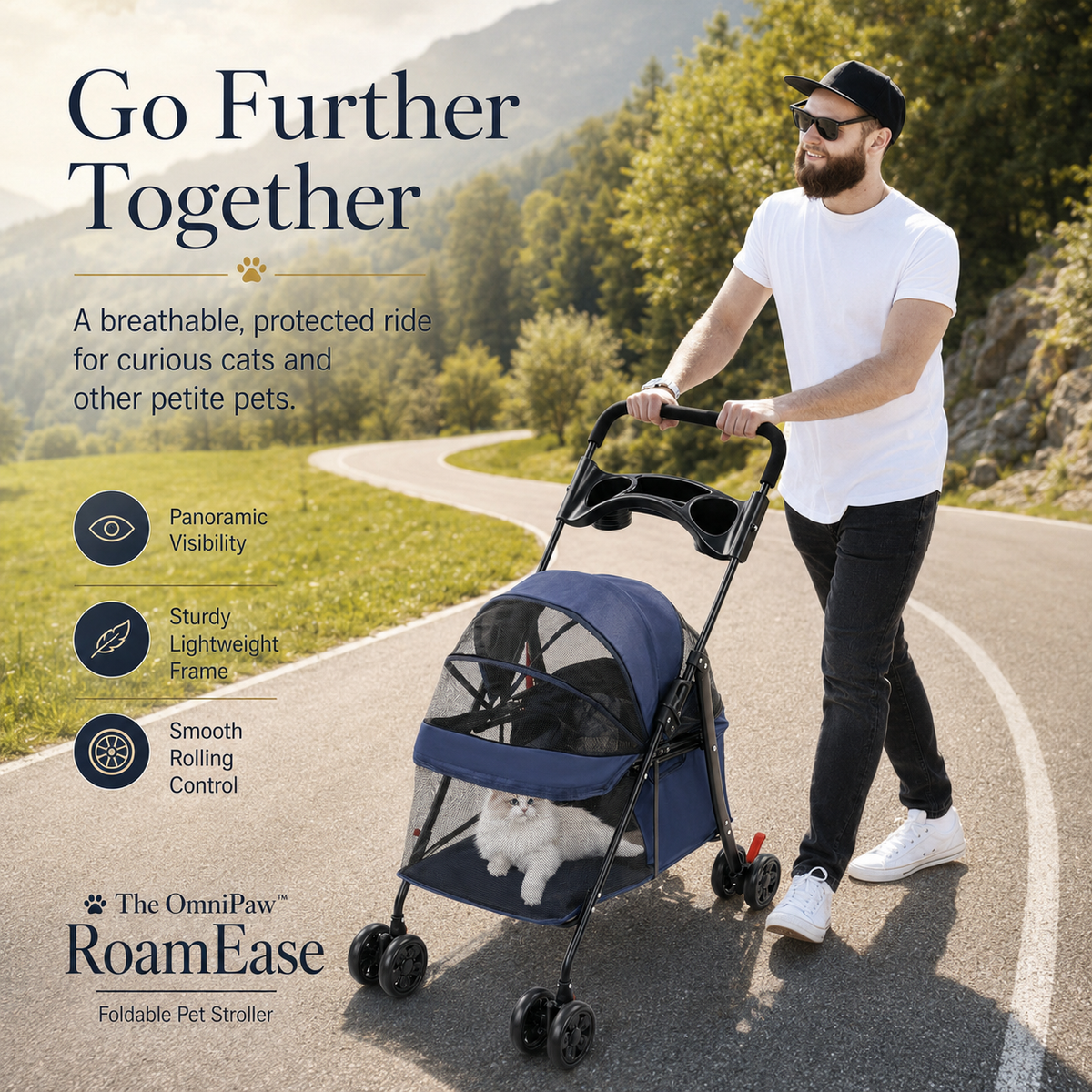 The OmniPaw™ RoamEase Foldable Pet Stroller