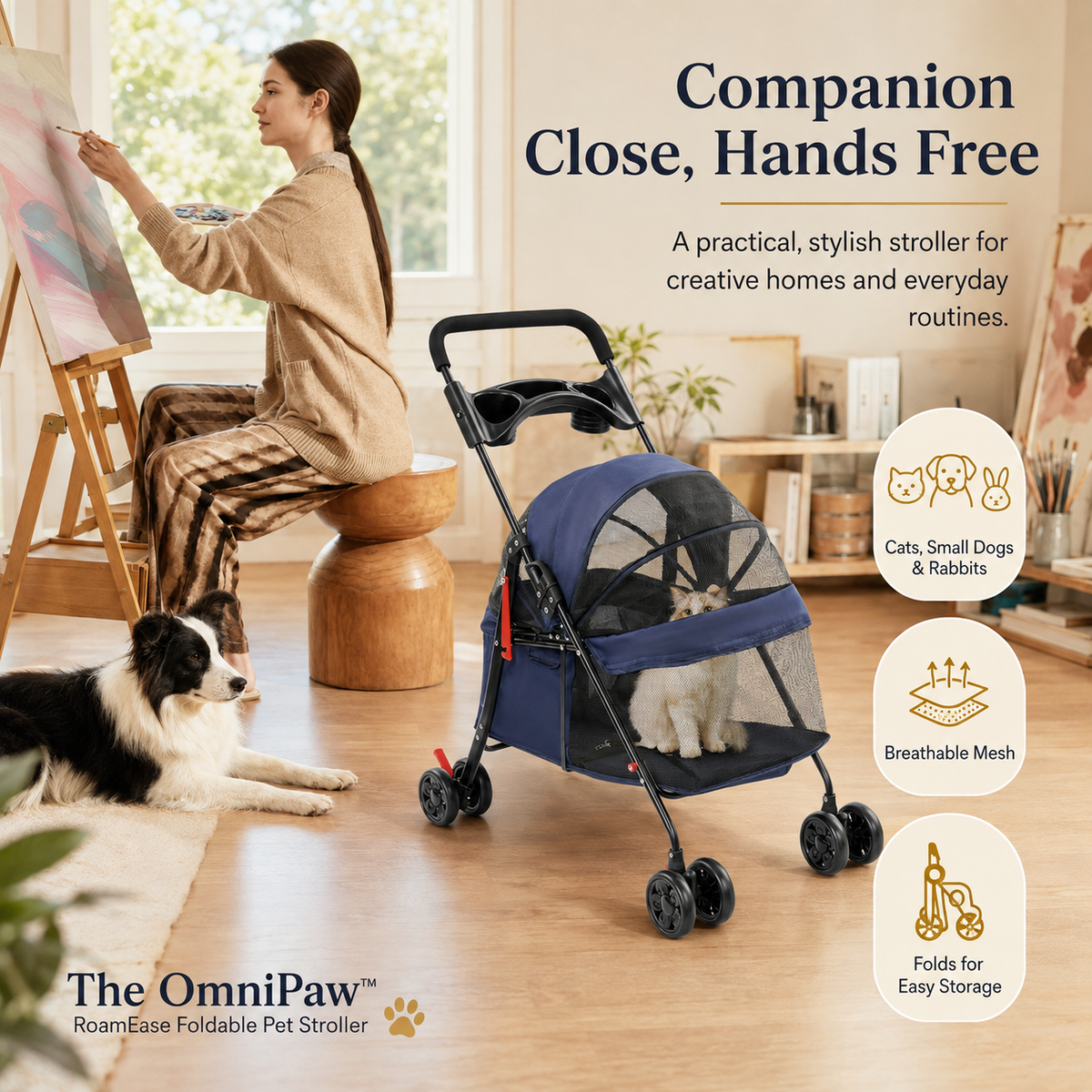 The OmniPaw™ RoamEase Foldable Pet Stroller