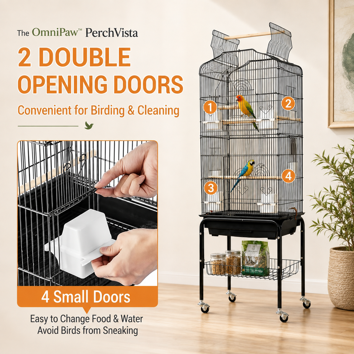 The OmniPaw™ PerchVista Open-Top Bird Habitat