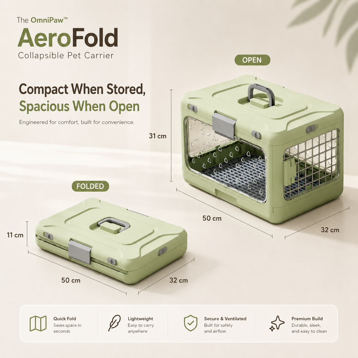 The OmniPaw™ AeroFold Collapsible Pet Carrier
