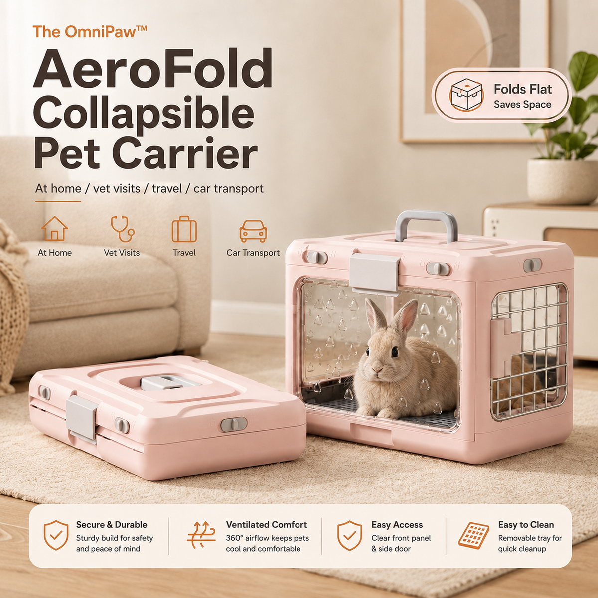 The OmniPaw™ AeroFold Collapsible Pet Carrier