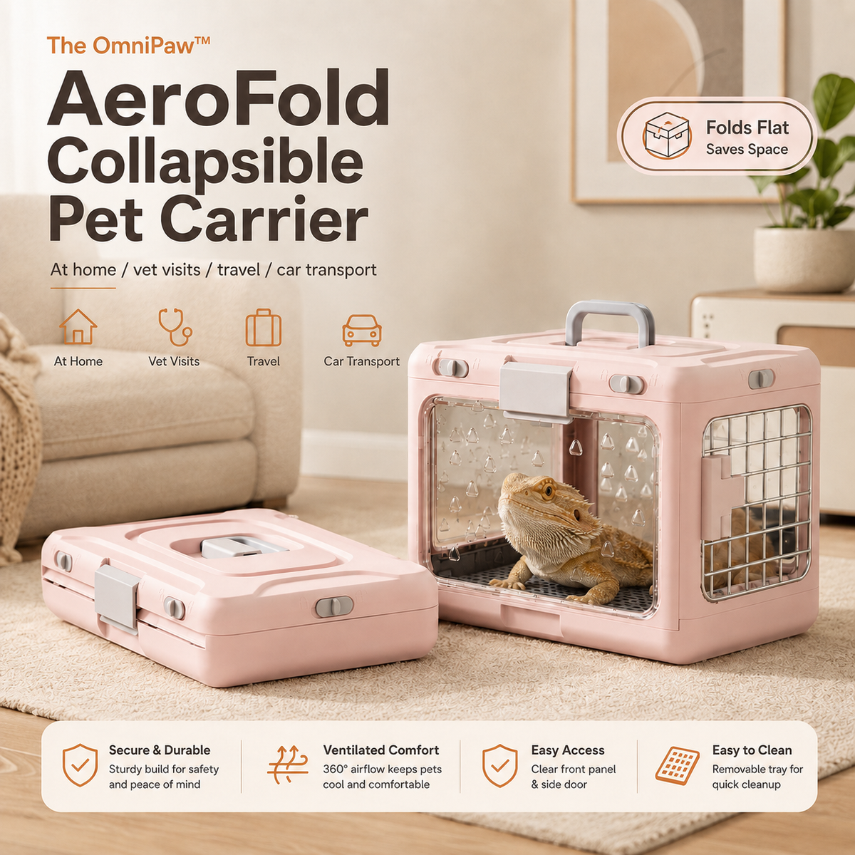 The OmniPaw™ AeroFold Collapsible Pet Carrier