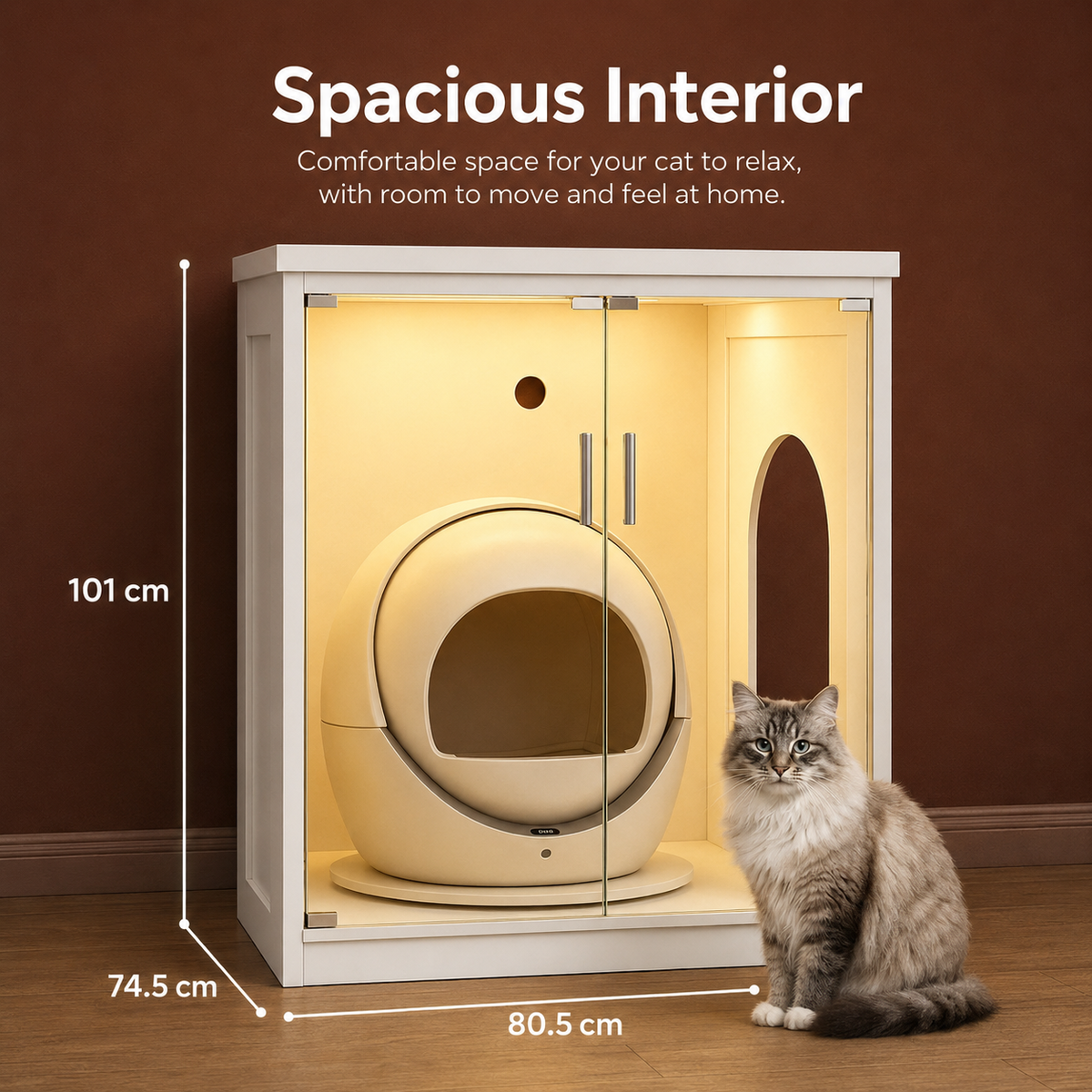 The OmniPaw™ LitterLume Smart Litter Cabinet
