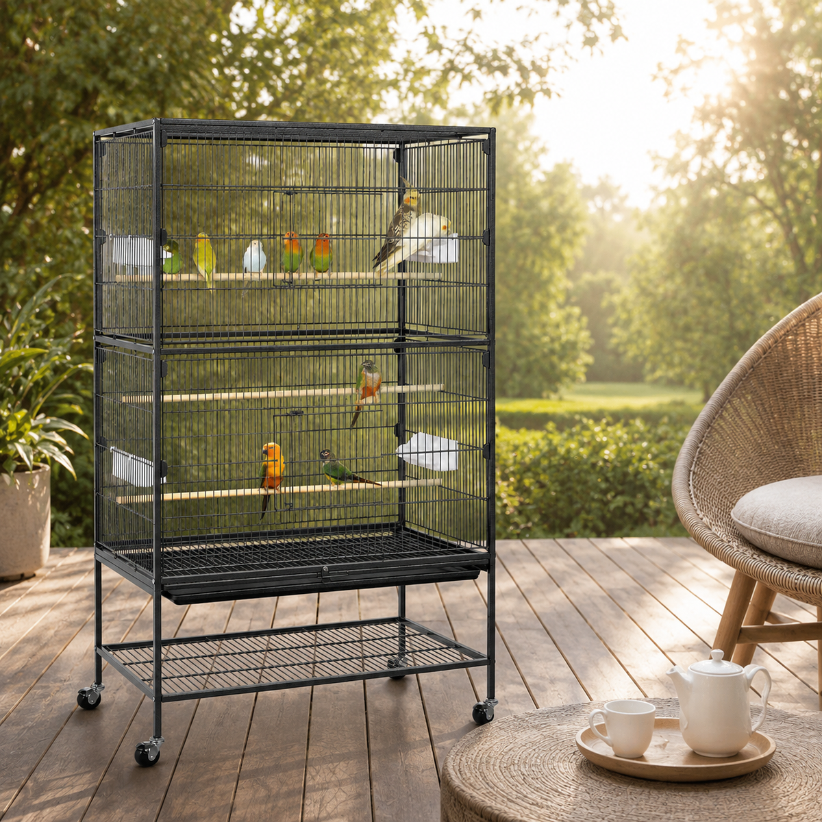 The OmniPaw™ FlightHaven Rolling Bird Cage