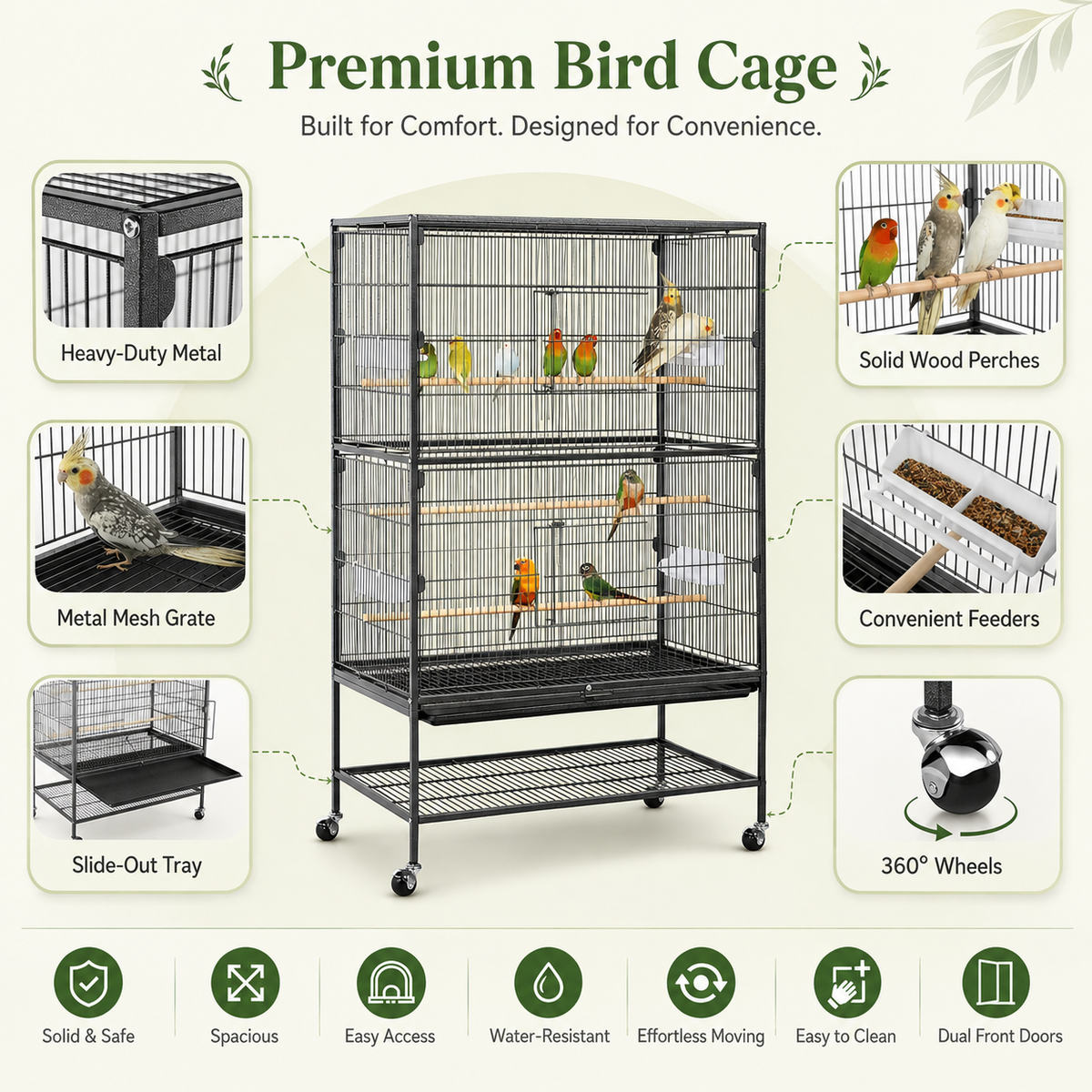The OmniPaw™ FlightHaven Rolling Bird Cage