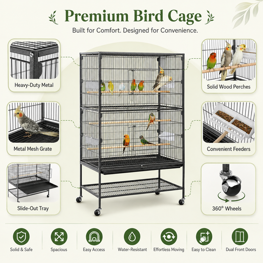 The OmniPaw™ FlightHaven Rolling Bird Cage