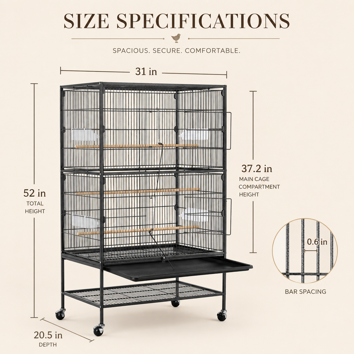The OmniPaw™ FlightHaven Rolling Bird Cage