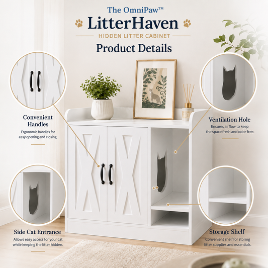 The OmniPaw™ LitterHaven Hidden Litter Cabinet