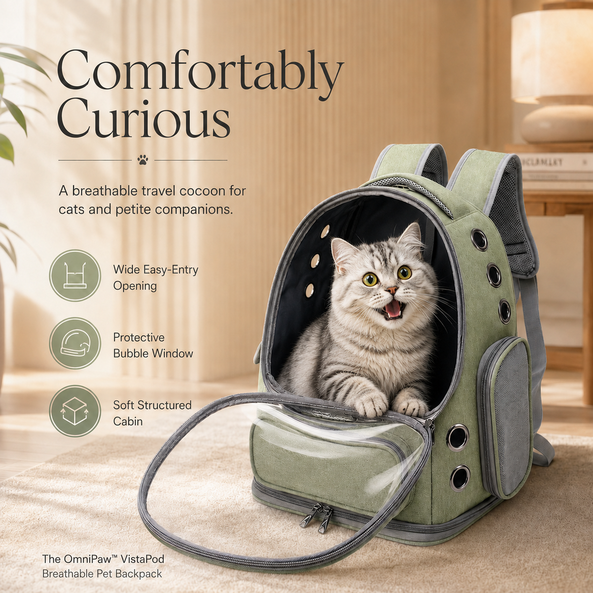 The OmniPaw™ VistaPod Breathable Pet Backpack