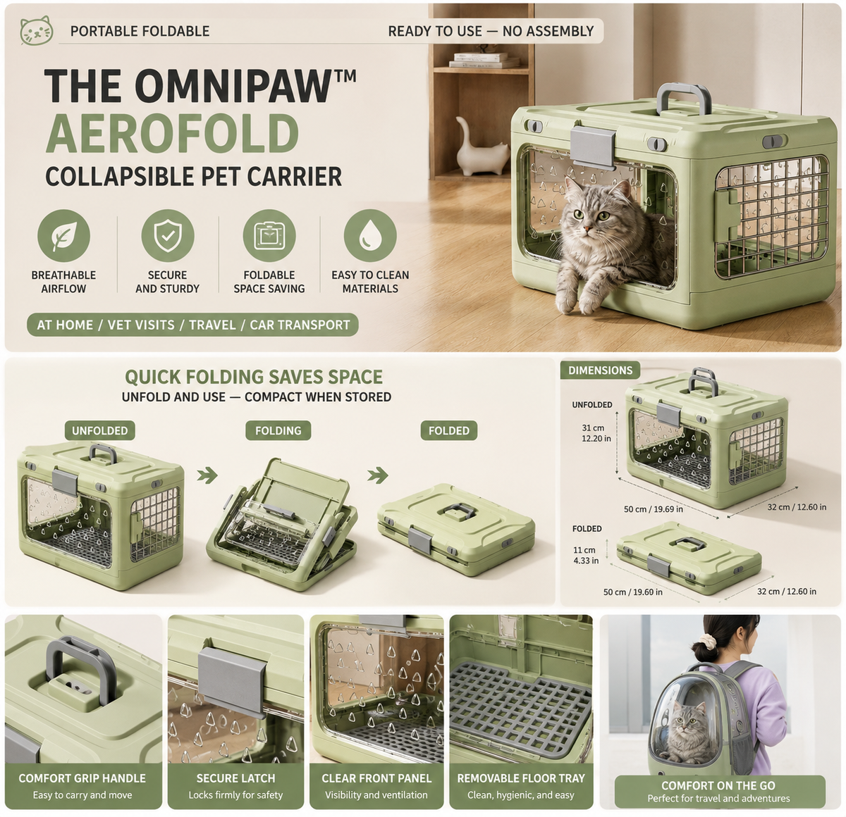 The OmniPaw™ AeroFold Collapsible Pet Carrier