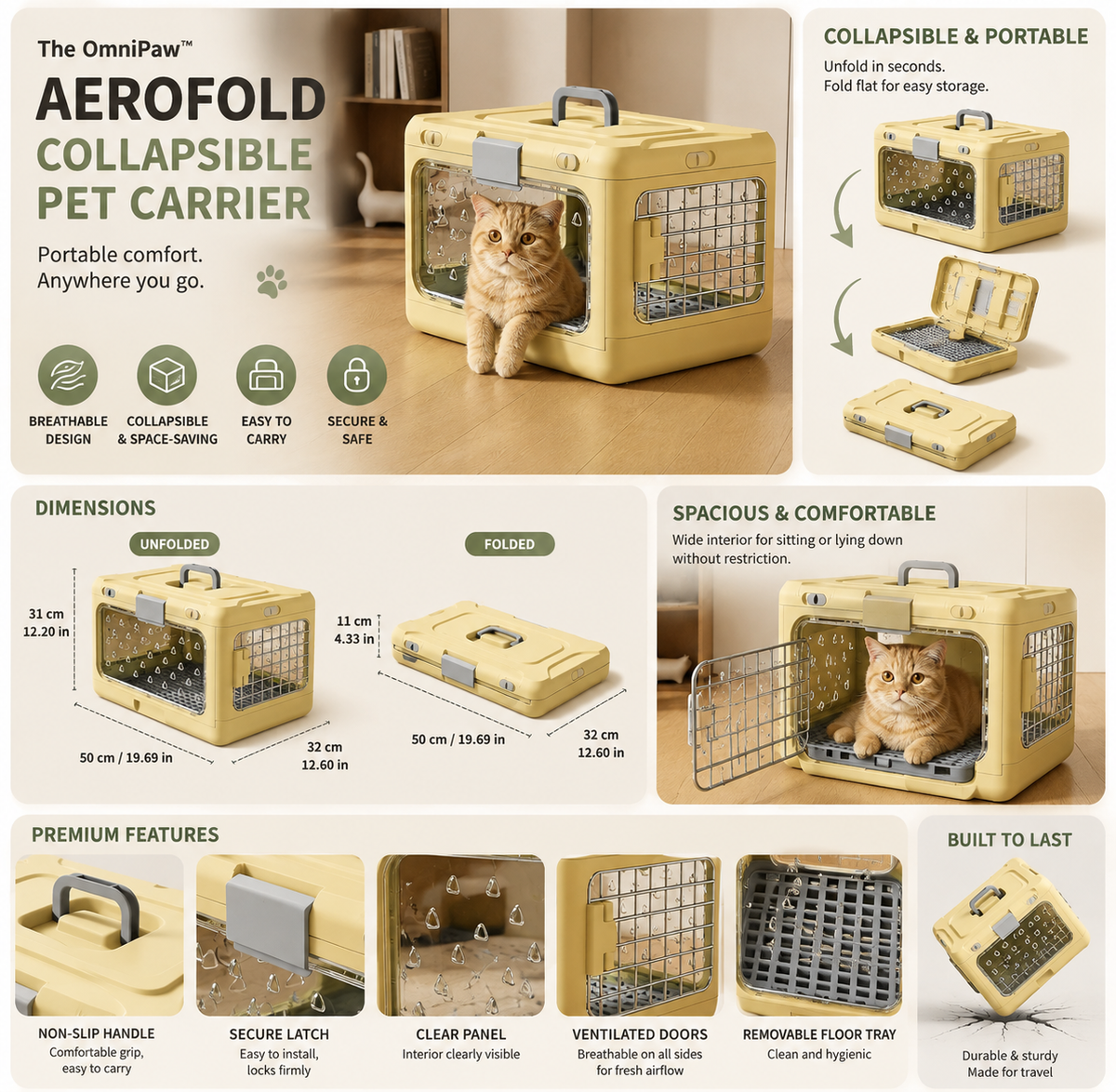 The OmniPaw™ AeroFold Collapsible Pet Carrier