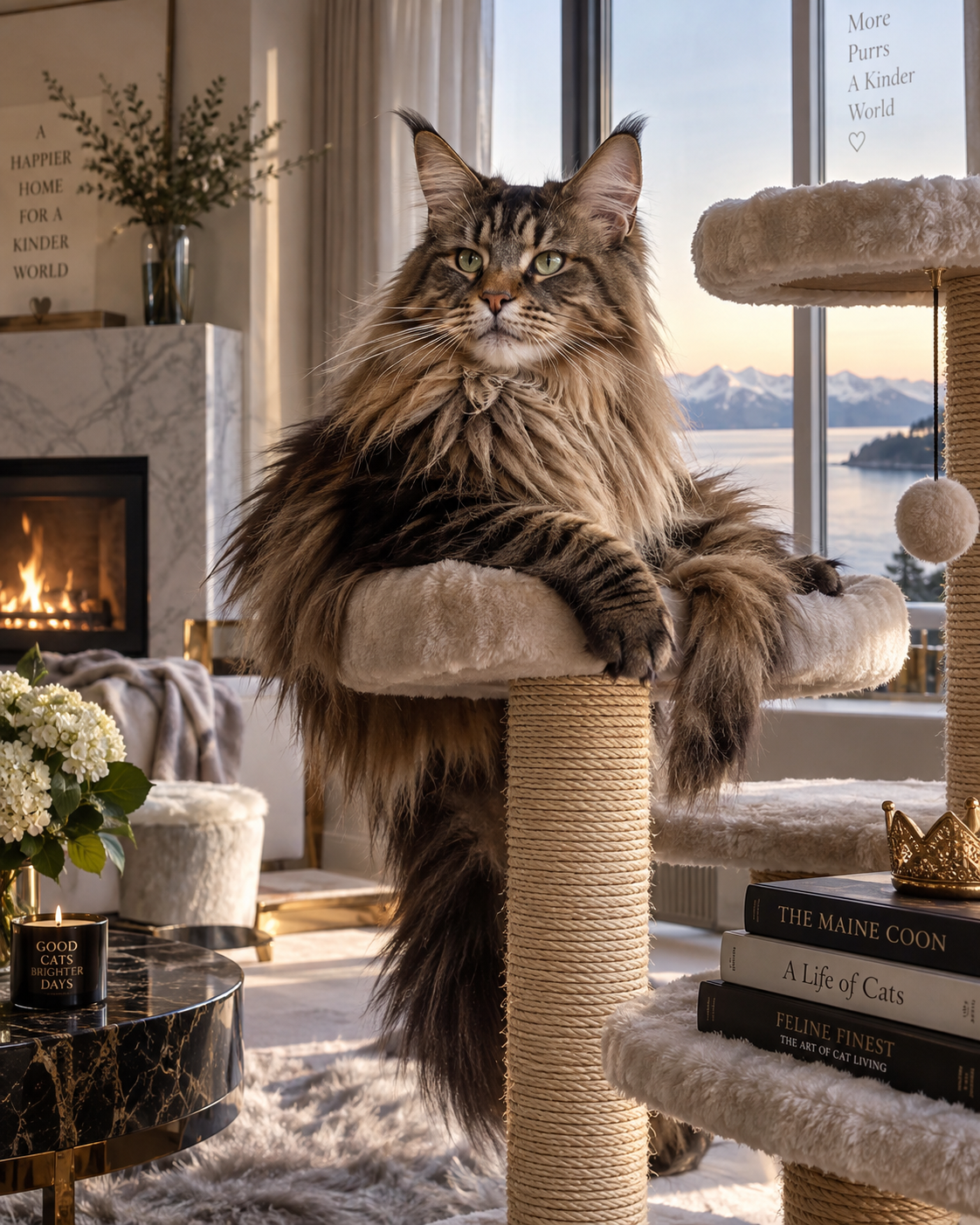 A fulfilled Maine Coon day
